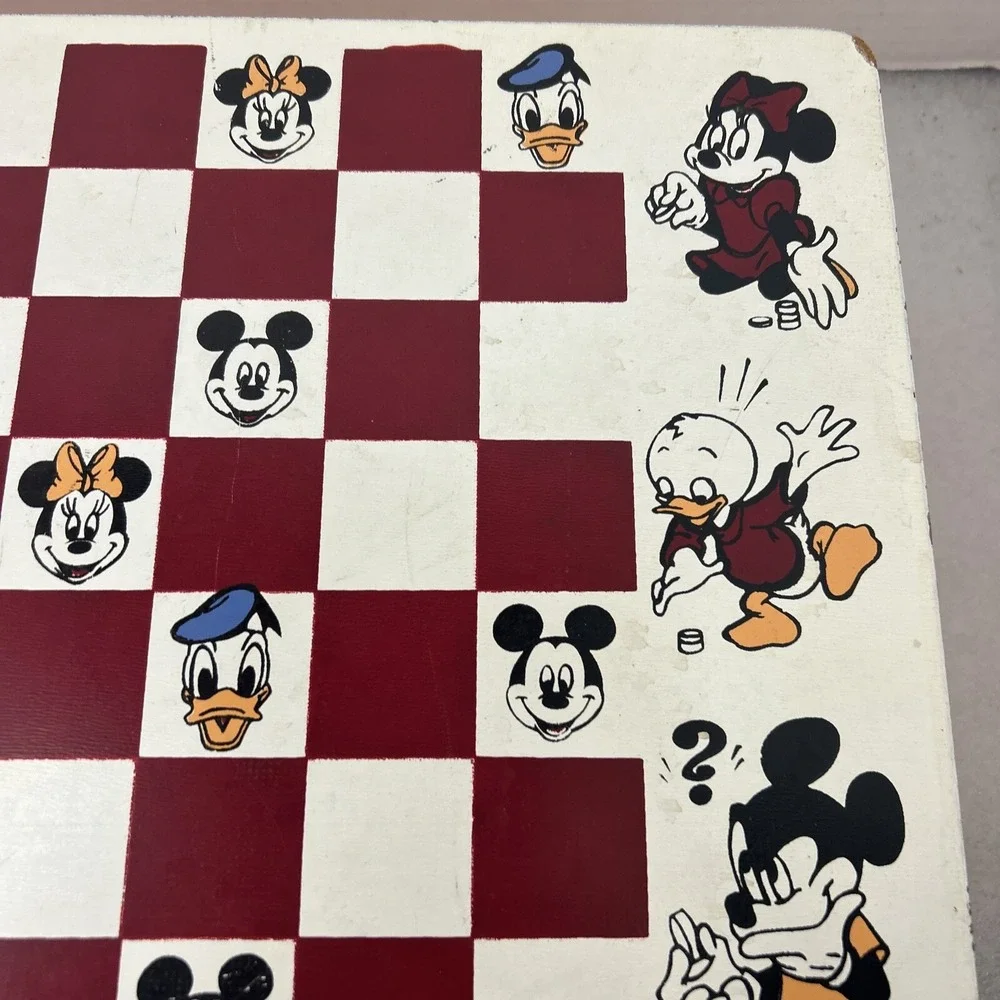 Vintage Walt Disney Bean Bag Checkers Checkered Board Read Stained Missing Piece